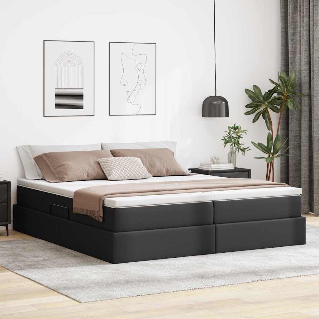 Letto con contenitore e materasso Nero 180 x 200 cm