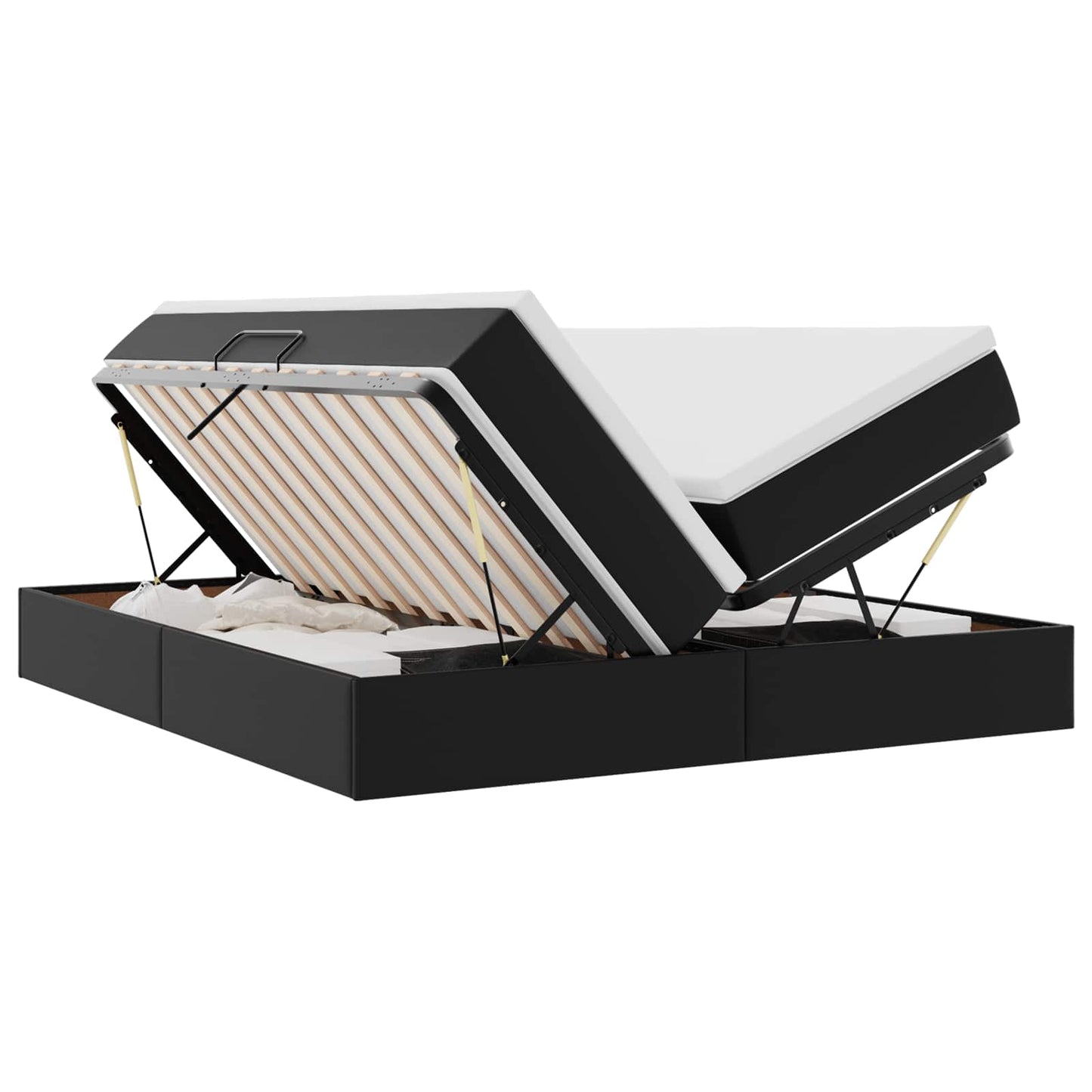Letto con contenitore e materasso Nero 180 x 200 cm