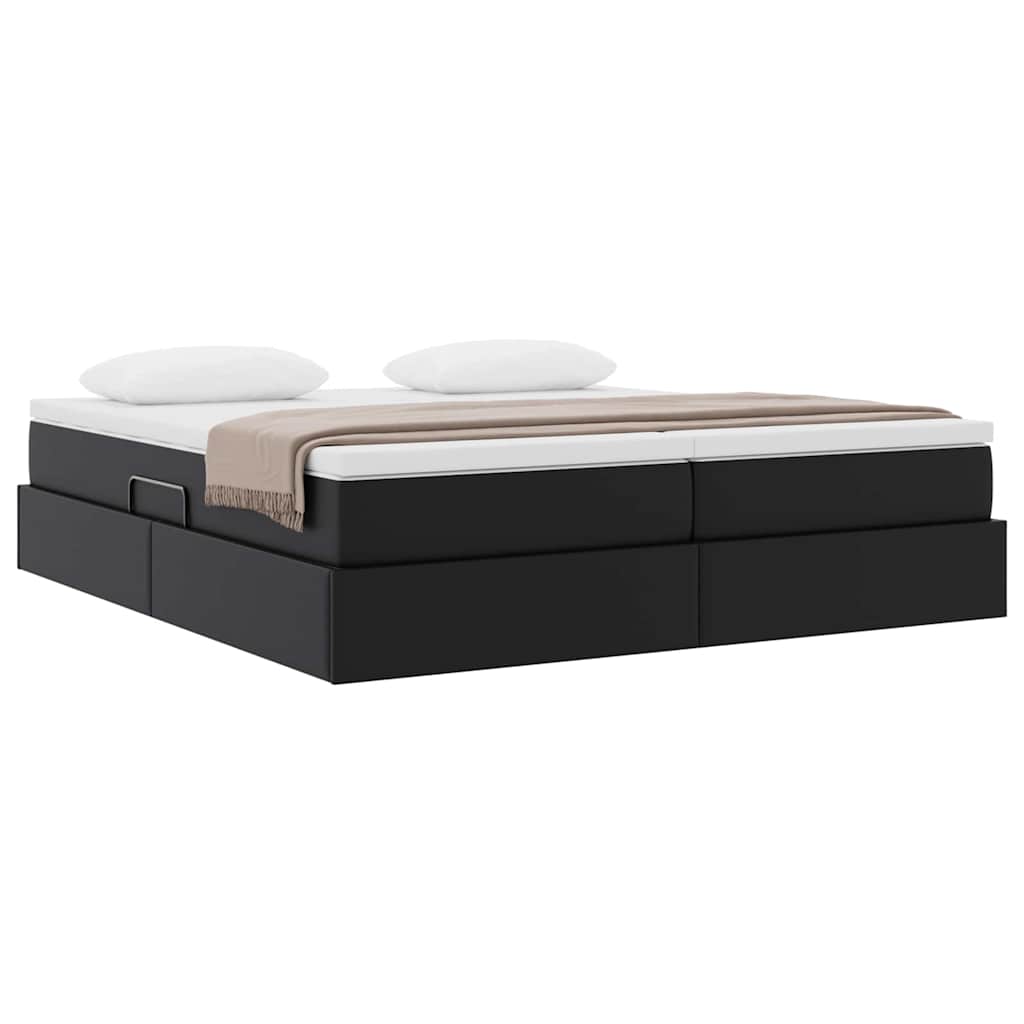 Letto con contenitore e materasso Nero 180 x 200 cm