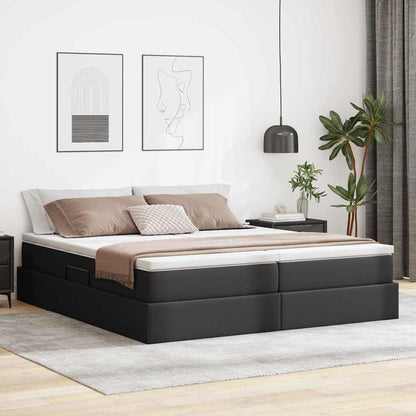 Letto con contenitore e materasso Nero 200 x 200 cm