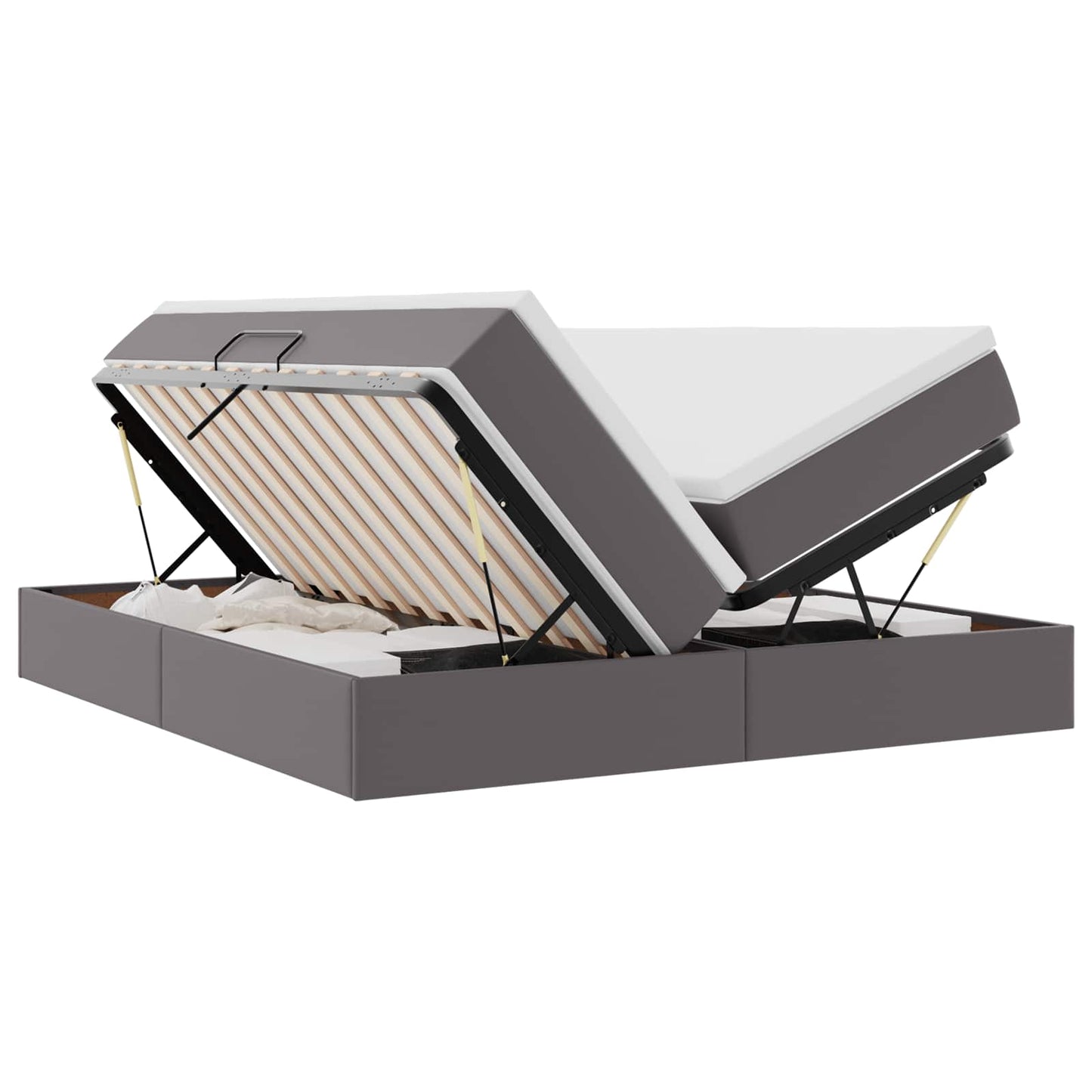 Letto con contenitore e materasso Grigio 200 x 200 cm