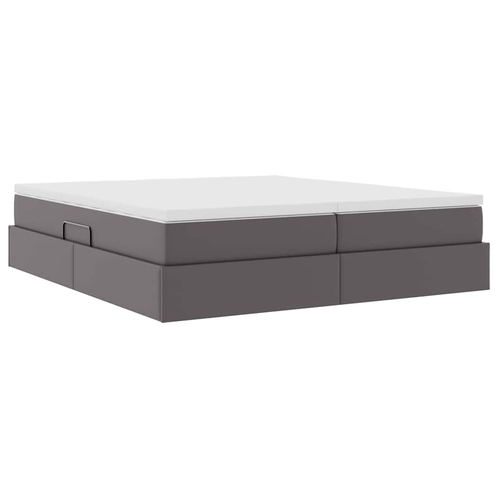 Letto con contenitore e materasso Grigio 200 x 200 cm