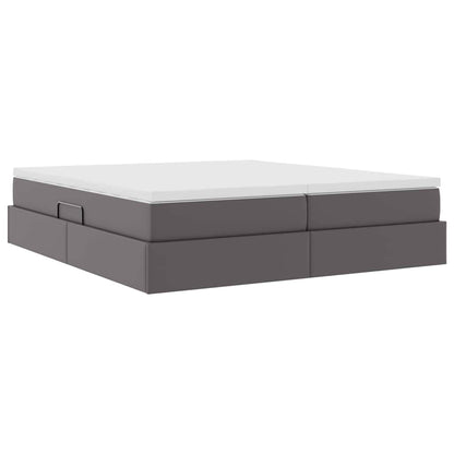 Letto con contenitore e materasso Grigio 200 x 200 cm