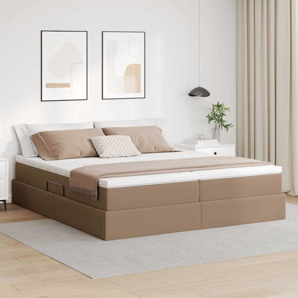 Letto con contenitore e materasso Cappuccino 200 x 200 cm