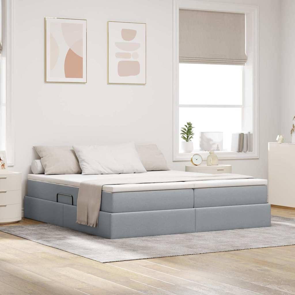 Letto con contenitore e materasso Grigio chiaro 180 x 200 cm