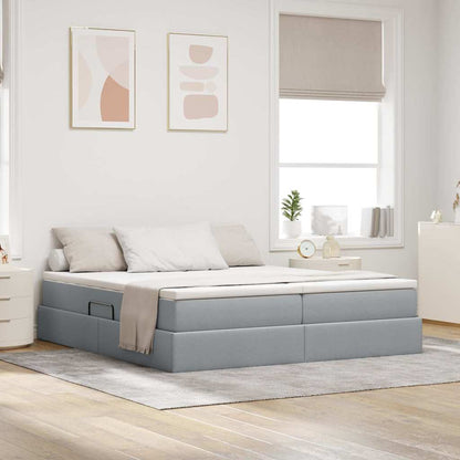 Letto con contenitore e materasso Grigio chiaro 180 x 200 cm