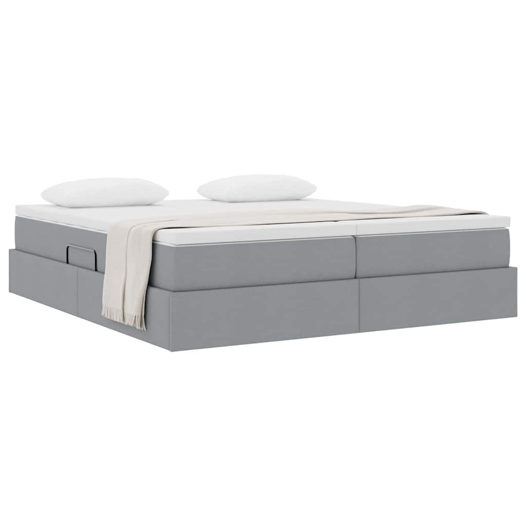 Letto con contenitore e materasso Grigio chiaro 180 x 200 cm