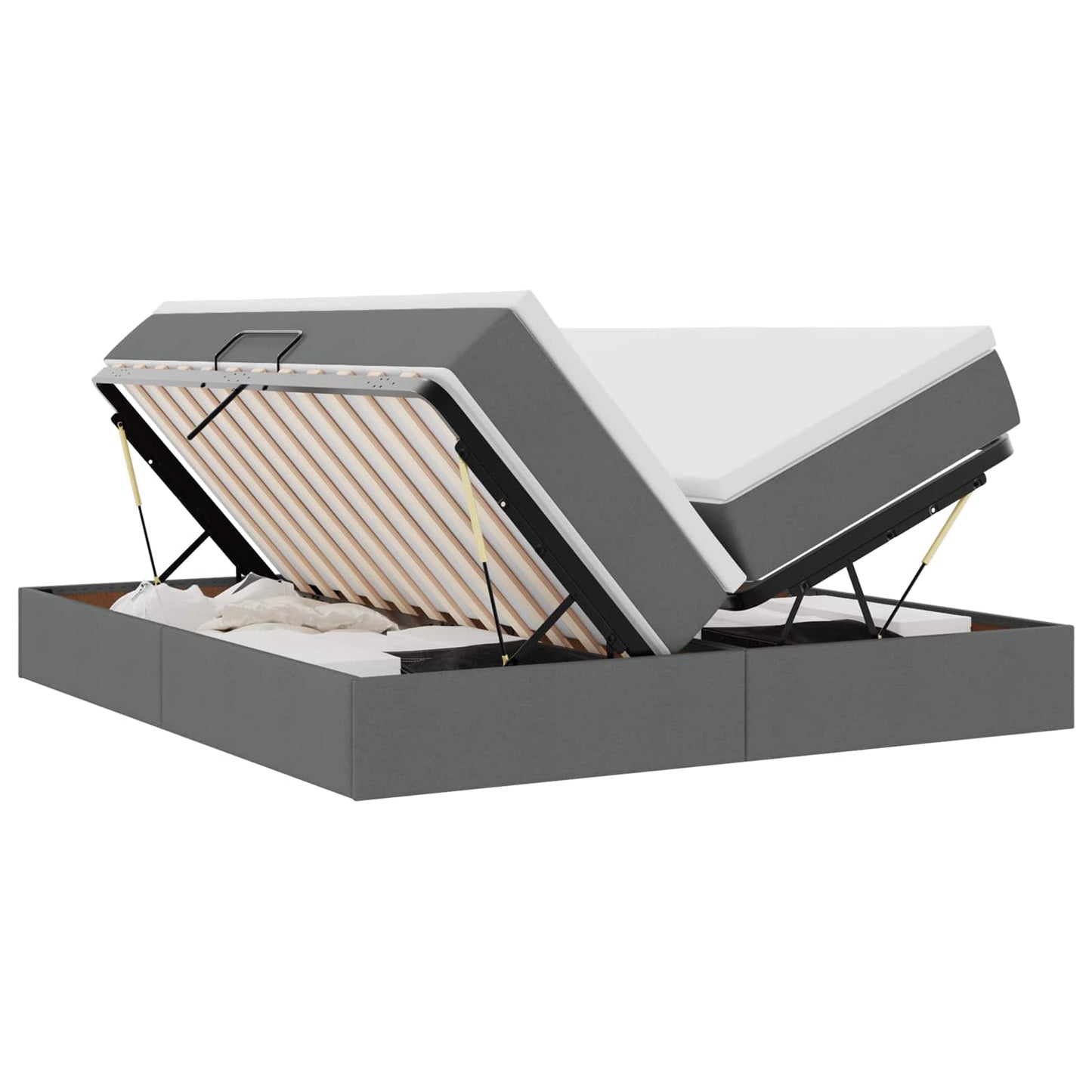 Letto con contenitore e materasso Grigio scuro 180 x 200 cm