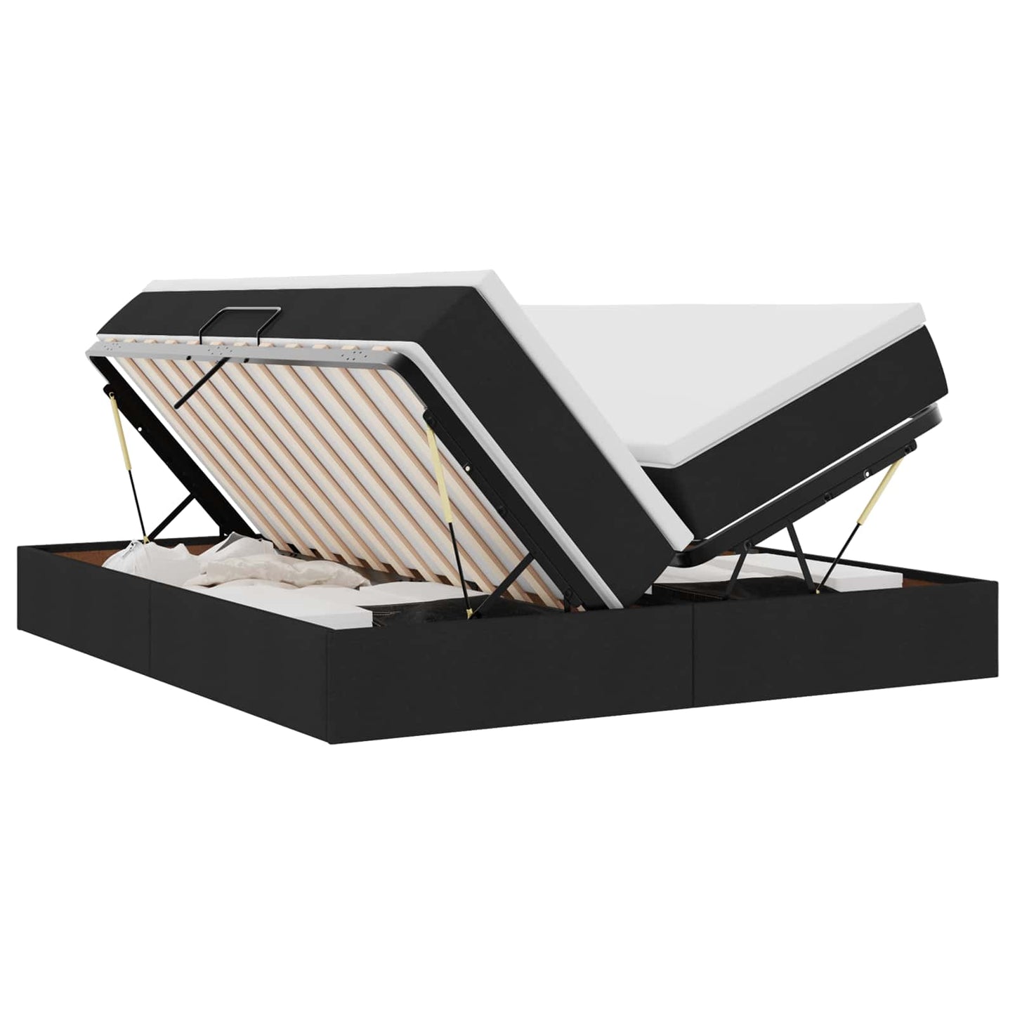 Letto con contenitore e materasso Nero 180 x 200 cm Poliestere
