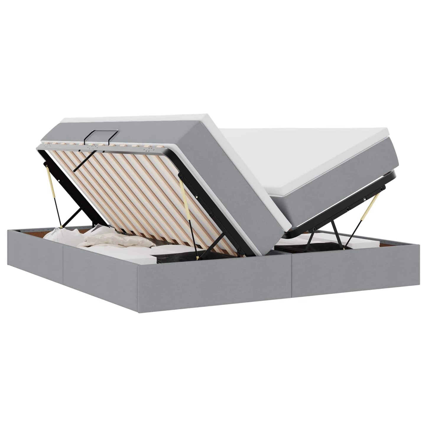 Letto con contenitore e materasso Grigio chiaro 200 x 200 cm