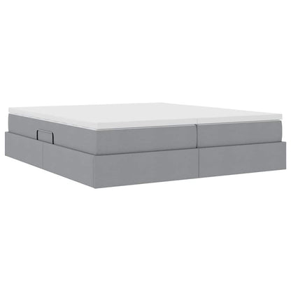Letto con contenitore e materasso Grigio chiaro 200 x 200 cm