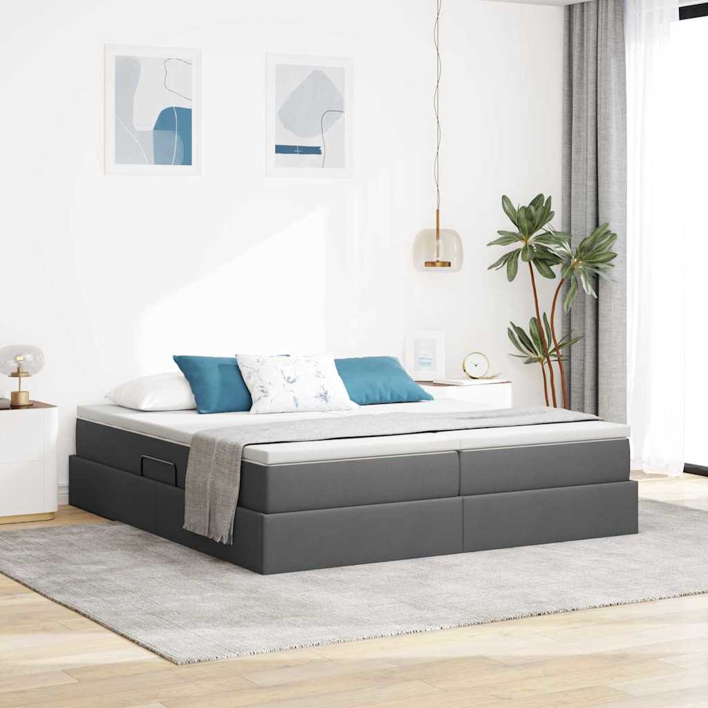 Letto con contenitore e materasso Grigio scuro 200 x 200 cm