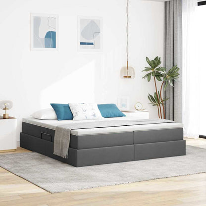 Letto con contenitore e materasso Grigio scuro 200 x 200 cm