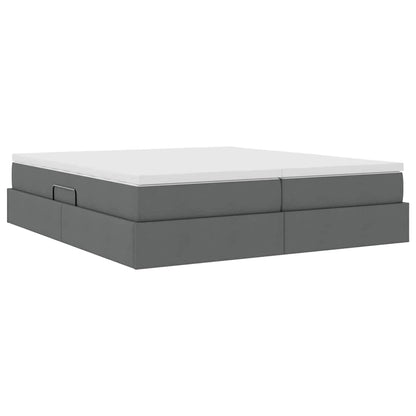 Letto con contenitore e materasso Grigio scuro 200 x 200 cm
