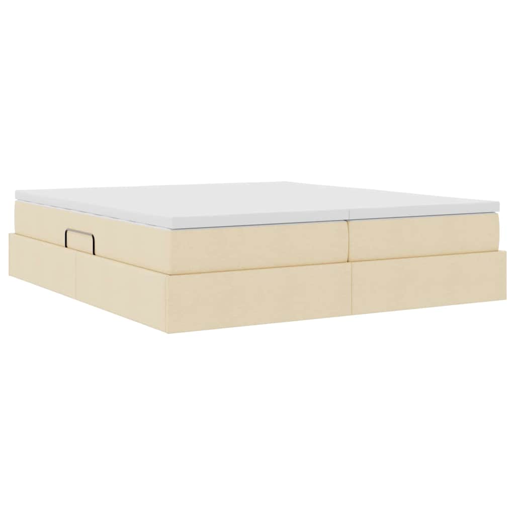 Letto con contenitore e materasso Crema 200 x 200 cm Poliestere