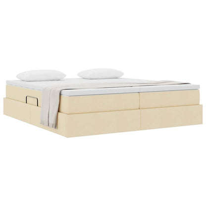 Letto con contenitore e materasso Crema 200 x 200 cm Poliestere