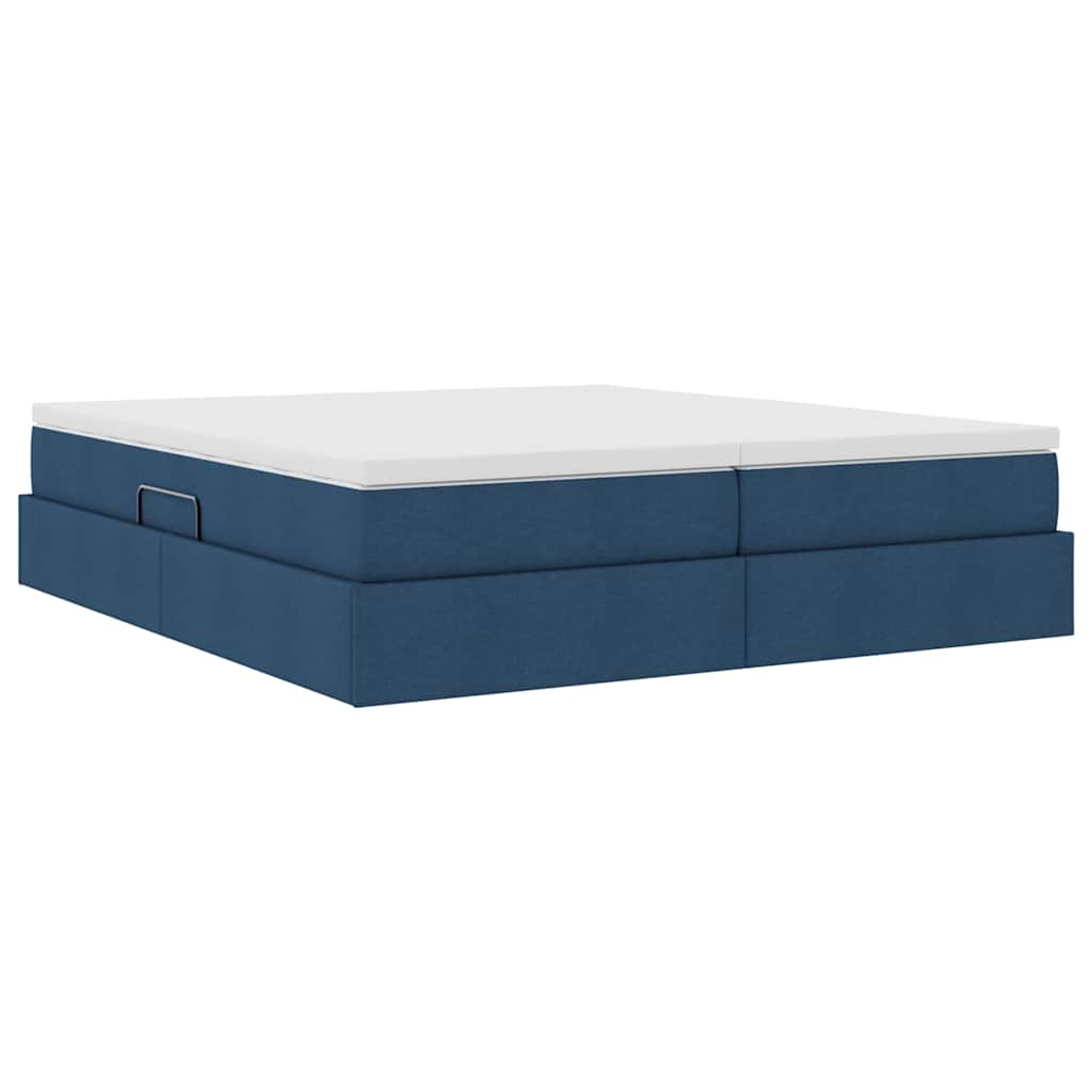 Letto con contenitore e materasso Blu 200 x 200 cm Poliestere