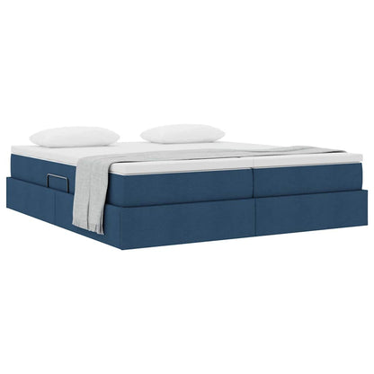 Letto con contenitore e materasso Blu 200 x 200 cm Poliestere