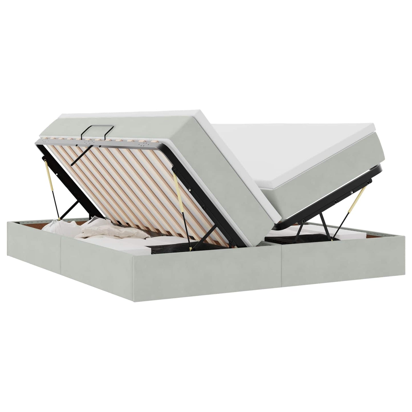 Letto con contenitore e materasso Grigio chiaro 180 x 200 cm