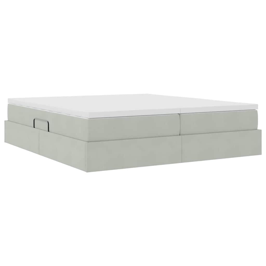 Letto con contenitore e materasso Grigio chiaro 180 x 200 cm