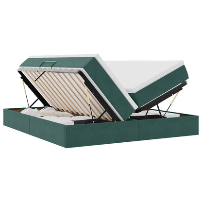 Letto con contenitore e materasso Verde Scuro 180 x 200 cm