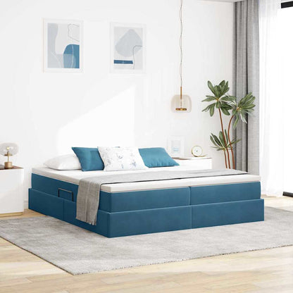 Letto con contenitore e materasso Blu Scuro 180 x 200 cm