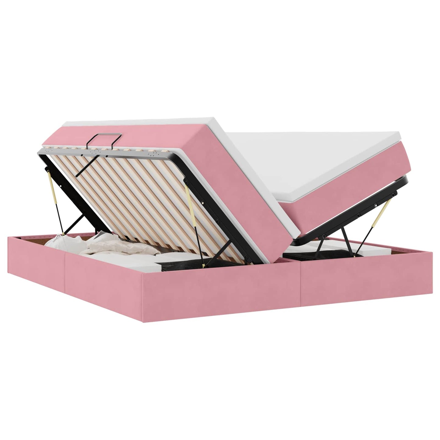 Letto con contenitore e materasso Rosa 180 x 200 cm Velluto