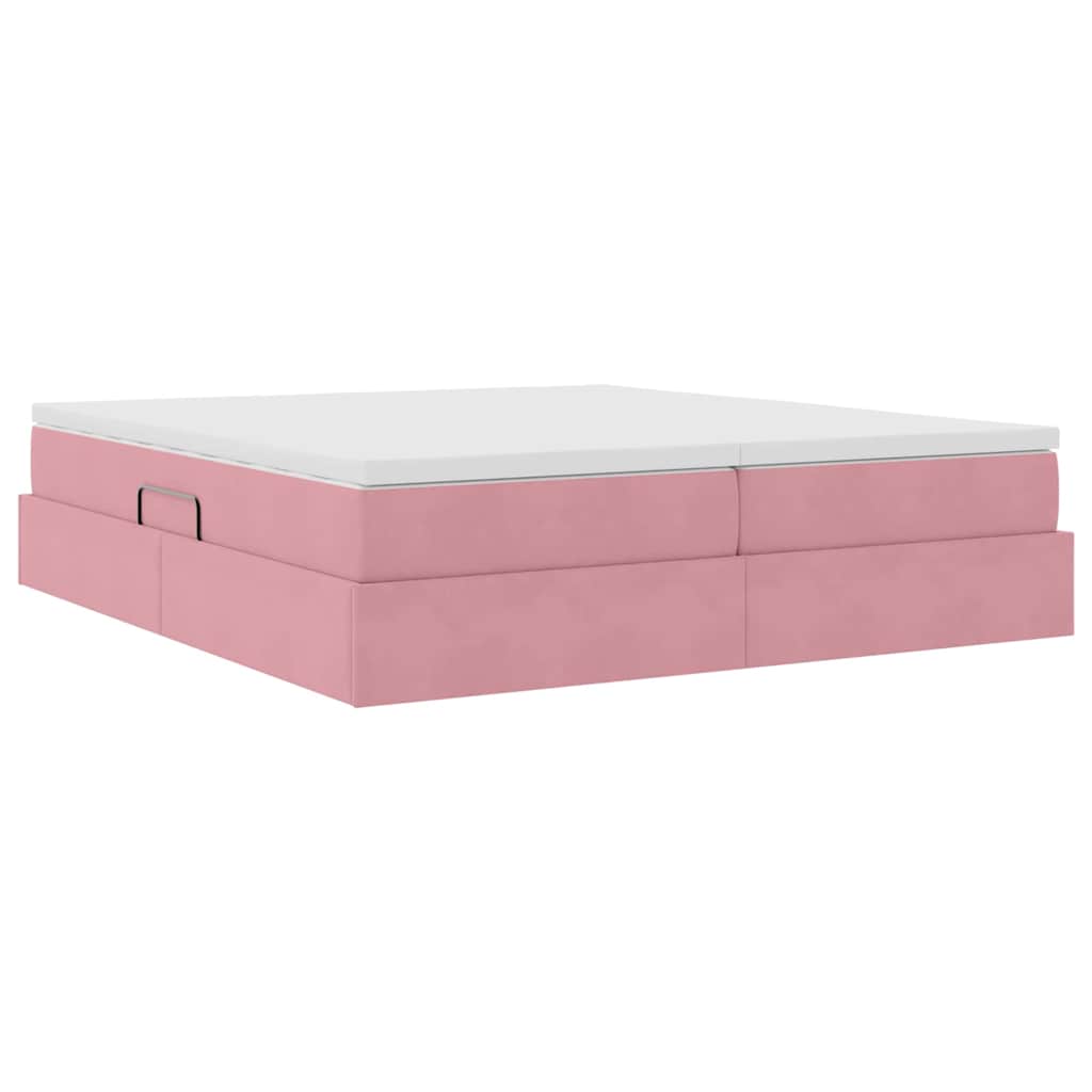 Letto con contenitore e materasso Rosa 180 x 200 cm Velluto