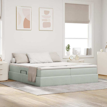 Letto con contenitore e materasso Grigio chiaro 200 x 200 cm