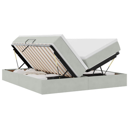 Letto con contenitore e materasso Grigio chiaro 200 x 200 cm