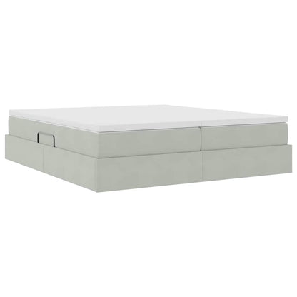 Letto con contenitore e materasso Grigio chiaro 200 x 200 cm