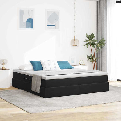 Letto con contenitore e materasso Nero 200 x 200 cm Velluto