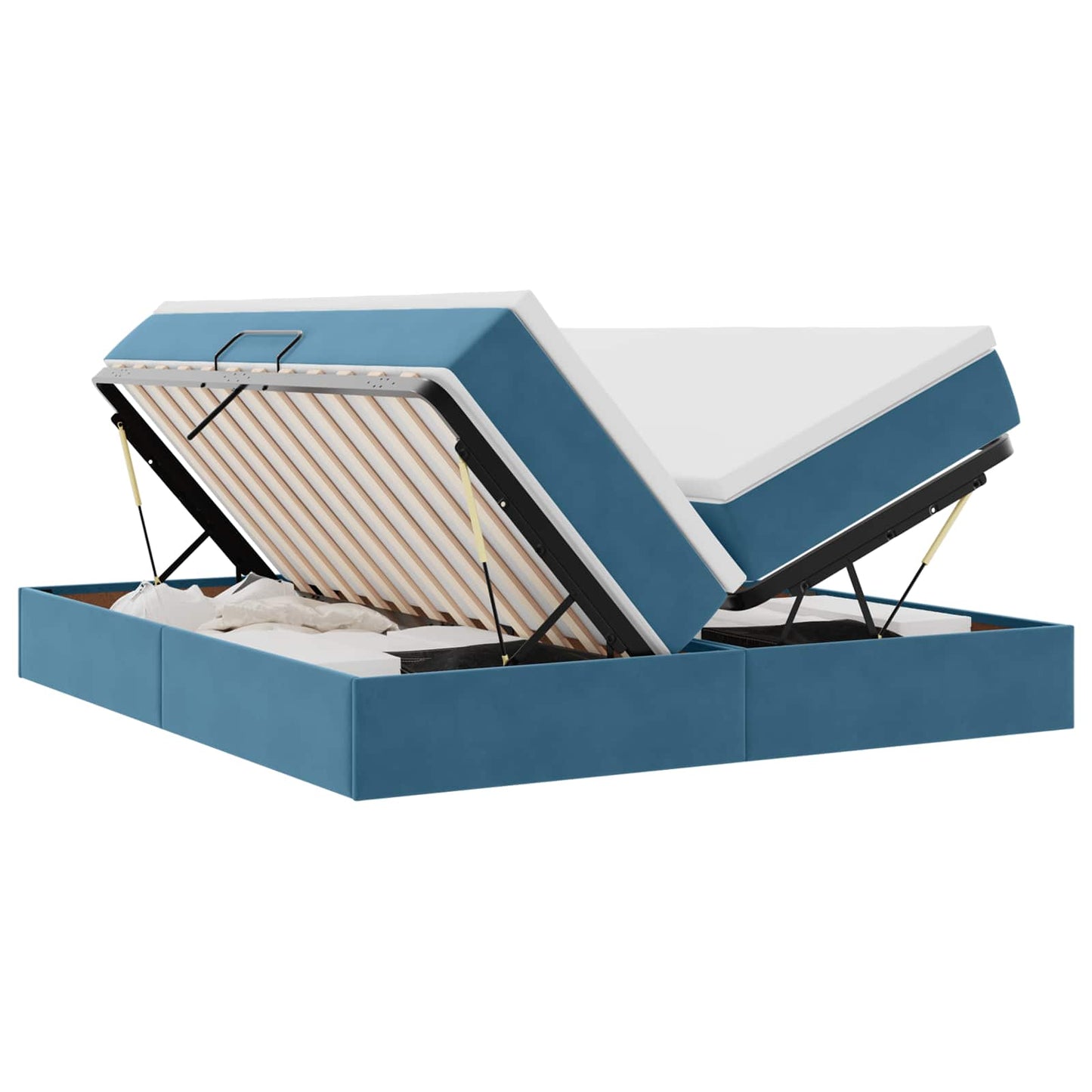 Letto con contenitore e materasso Blu Scuro 200 x 200 cm