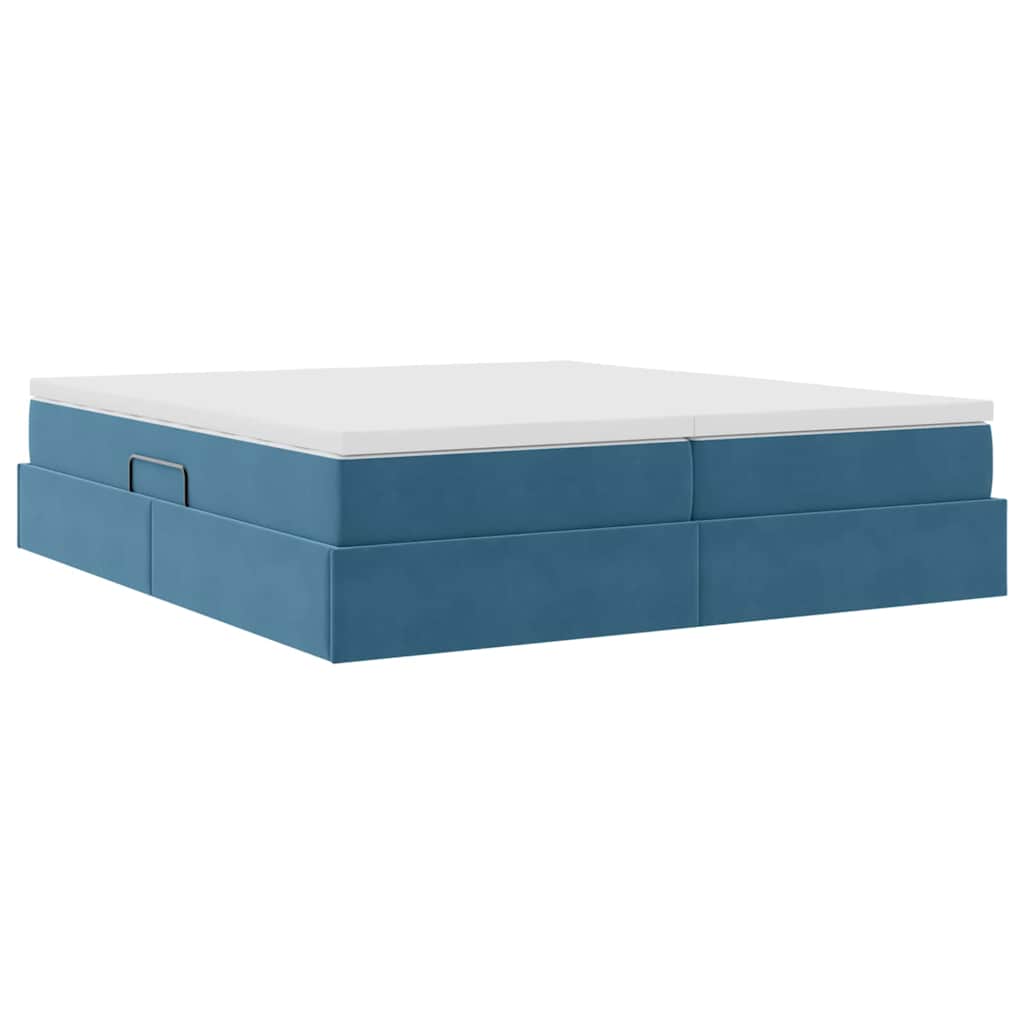 Letto con contenitore e materasso Blu Scuro 200 x 200 cm