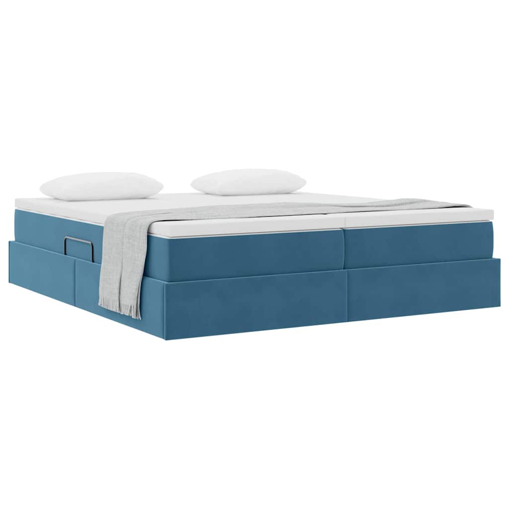 Letto con contenitore e materasso Blu Scuro 200 x 200 cm