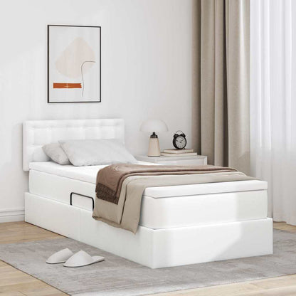 Letto con contenitore e materasso Bianco Puro 90 x 190 cm