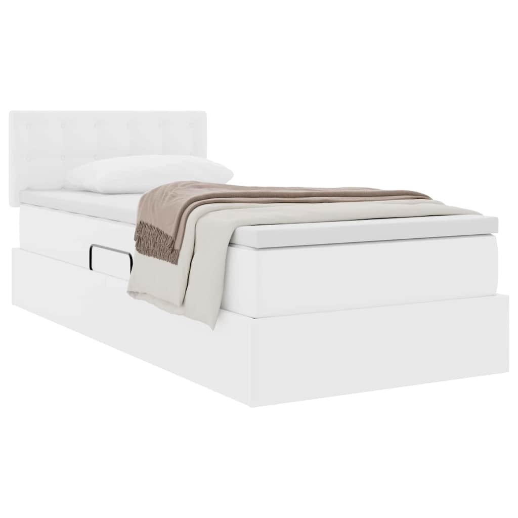Letto con contenitore e materasso Bianco Puro 90 x 200 cm