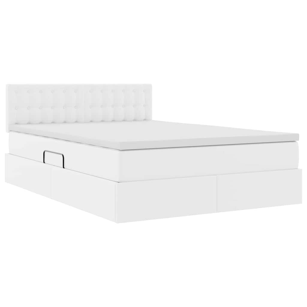 Letto con contenitore e materasso Bianco Puro 140 x 190 cm