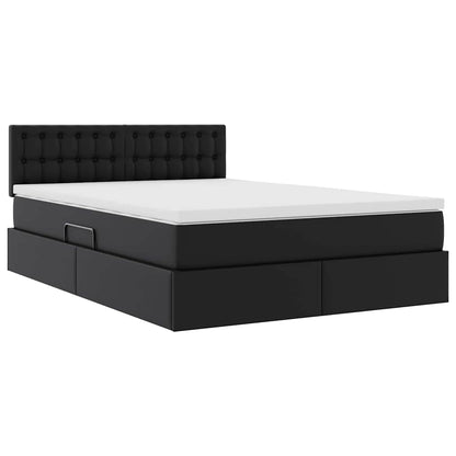 Letto con contenitore e materasso Nero 140 x 200 cm