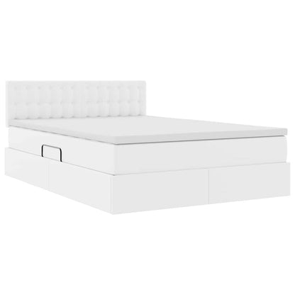 Letto con contenitore e materasso Bianco Puro 140 x 200 cm