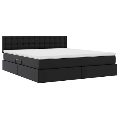 Letto con contenitore e materasso Nero 160 x 200 cm