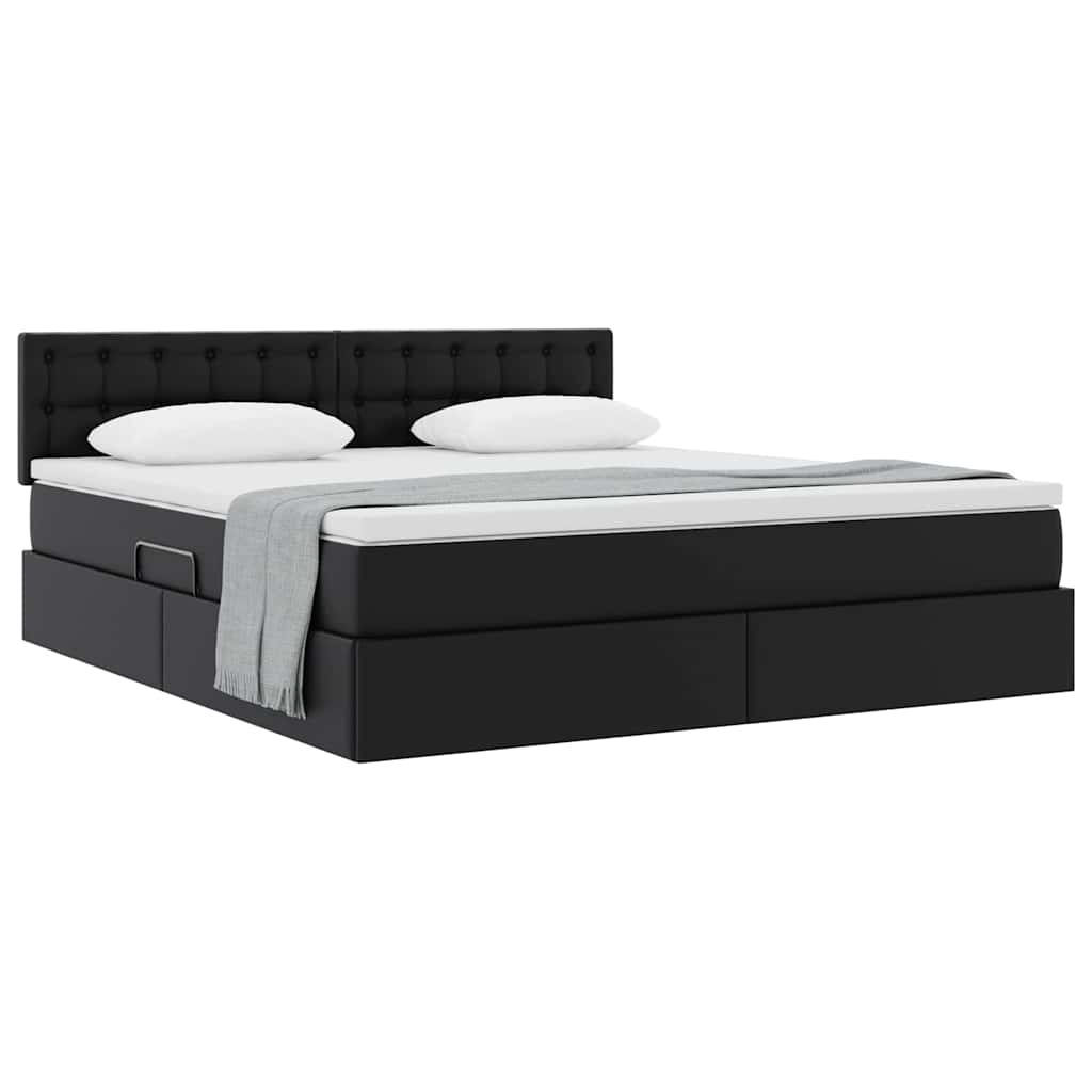 Letto con contenitore e materasso Nero 160 x 200 cm