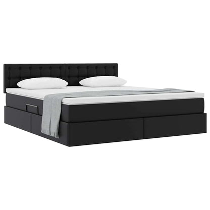 Letto con contenitore e materasso Nero 160 x 200 cm