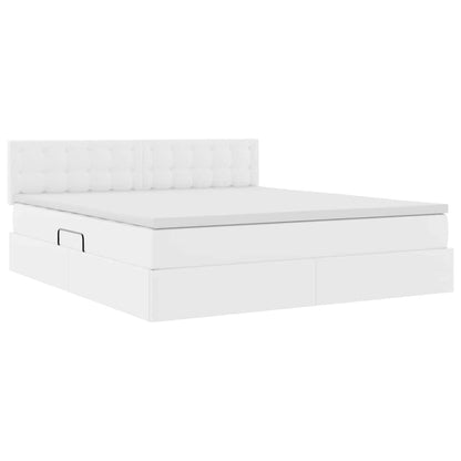 Letto con contenitore e materasso Bianco Puro 180 x 200 cm