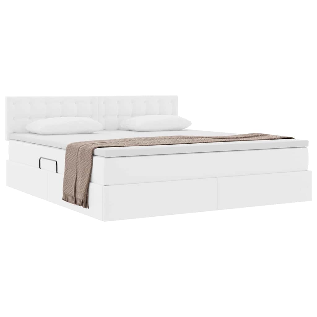 Letto con contenitore e materasso Bianco Puro 180 x 200 cm