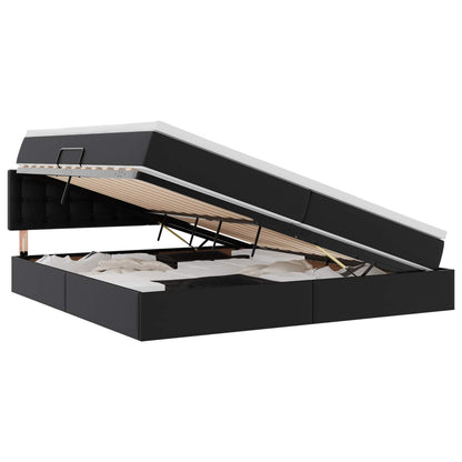 Letto con contenitore e materasso Nero 200 x 200 cm