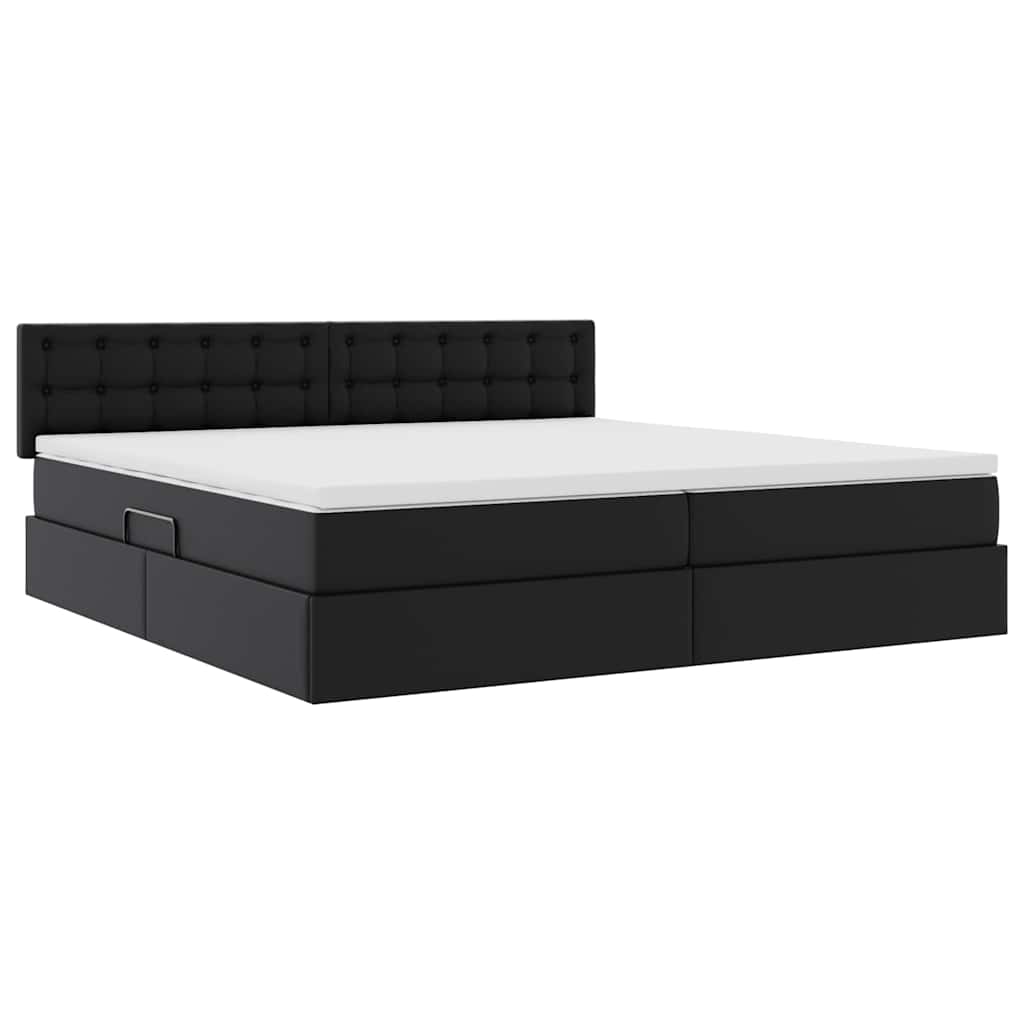 Letto con contenitore e materasso Nero 200 x 200 cm