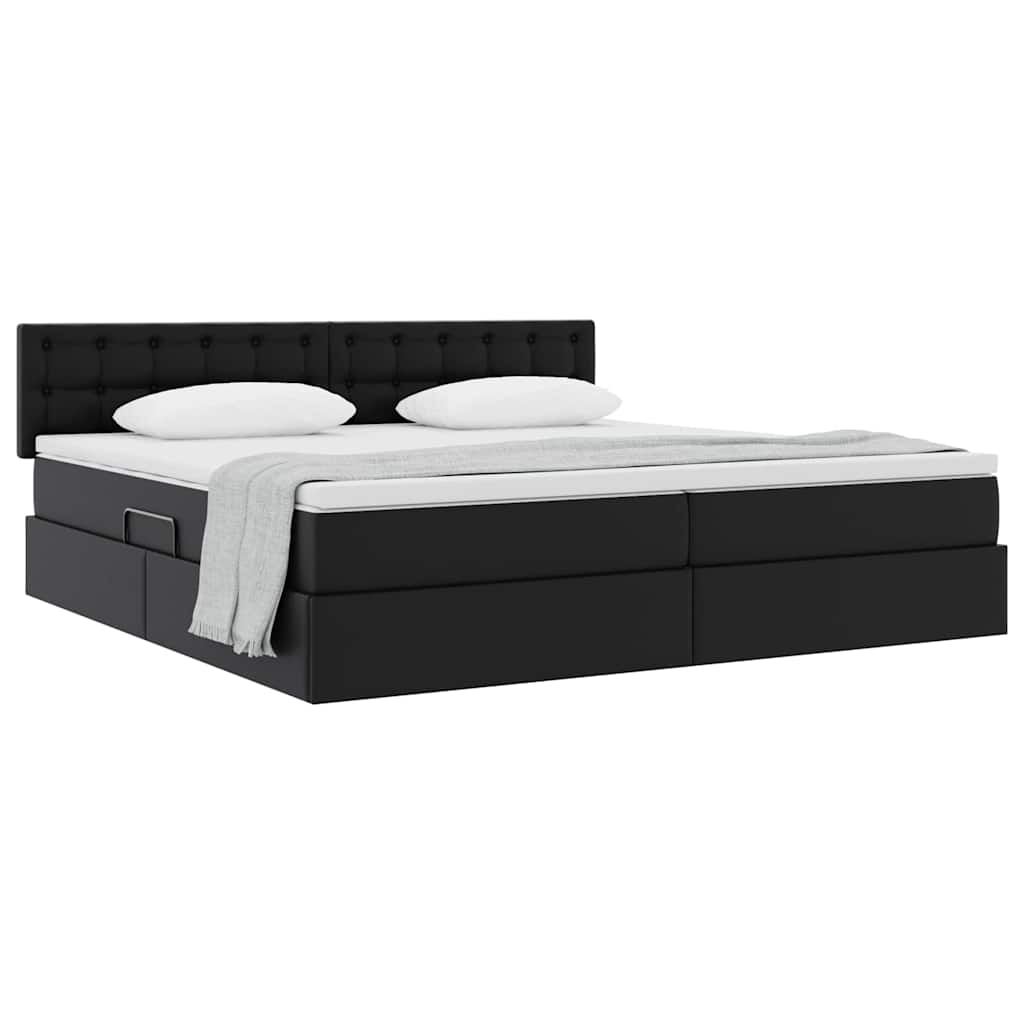 Letto con contenitore e materasso Nero 200 x 200 cm