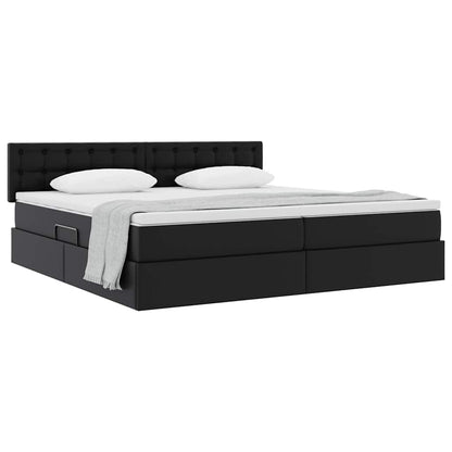 Letto con contenitore e materasso Nero 200 x 200 cm