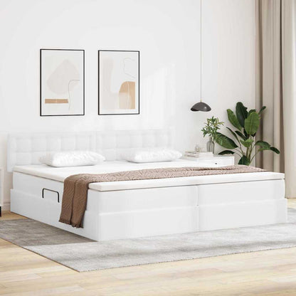 Letto con contenitore e materasso Bianco Puro 200 x 200 cm